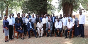 The Deputy Director Education Mr. Ernest Too, MoE (centre), poses with Sub County Directors of Education, CQASOs, KEPSHA, KESSHA officials and CEMASTEA staff during the  SMASE 2023 SCDE workshop